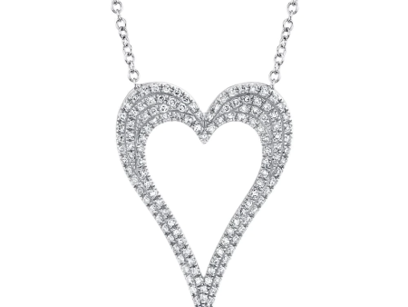 14k Gold 0.31Ct Diamond Heart Necklace, Available in White, Rose and Yellow Gold For Cheap