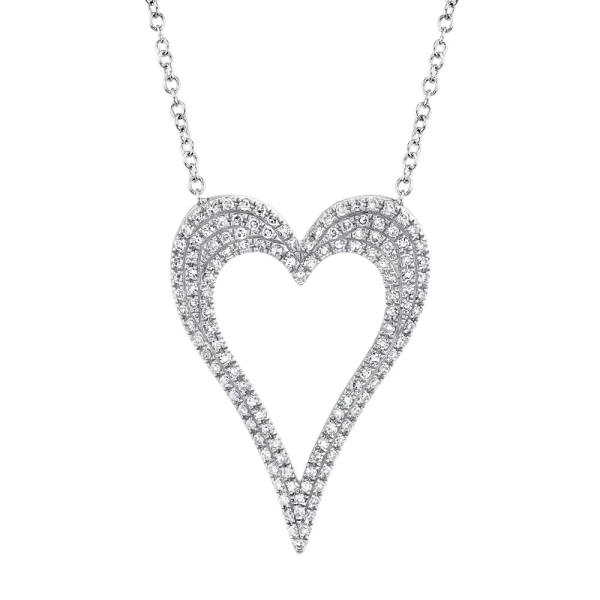 14k Gold 0.31Ct Diamond Heart Necklace, Available in White, Rose and Yellow Gold For Cheap