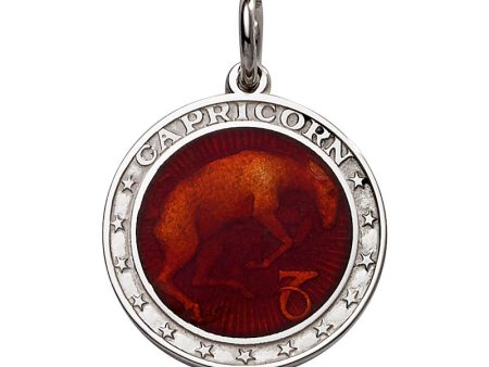 Sterling Silver Enamel Capricorn medal with Rim 1  (24mm-quarter size) Discount