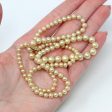 Sale - Simulated Pearl Necklace - Retro 14k Yellow Gold Fish Hook Graduated Single Strand - Vintage Circa 1940s Era 24 Inch 40s Fine Jewelry Fashion