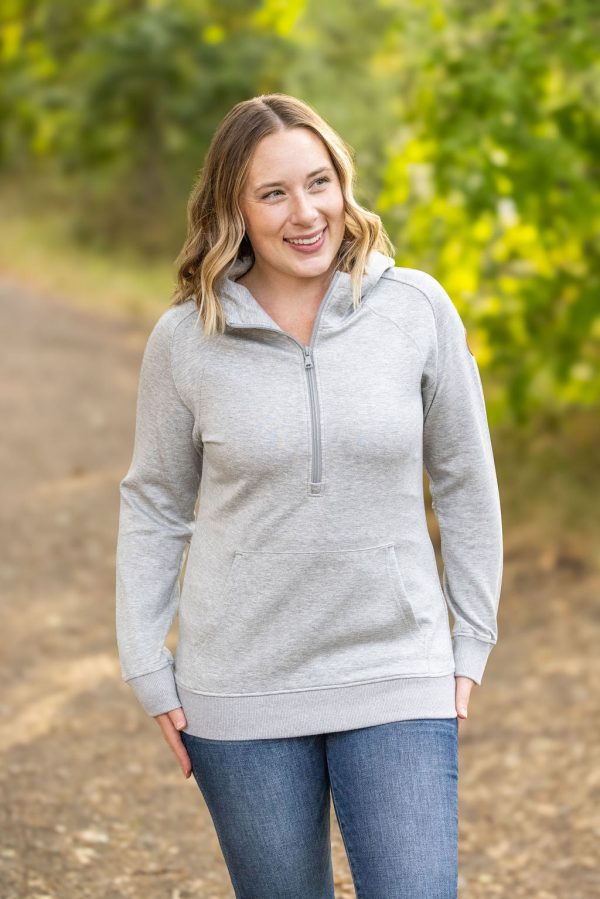 Scuba HalfZip Hoodie - Light Grey Hot on Sale