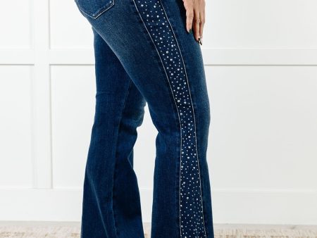 Shannon Mid Rise Rhinestone Detail Flare Jeans - Judy Blue Online Hot Sale