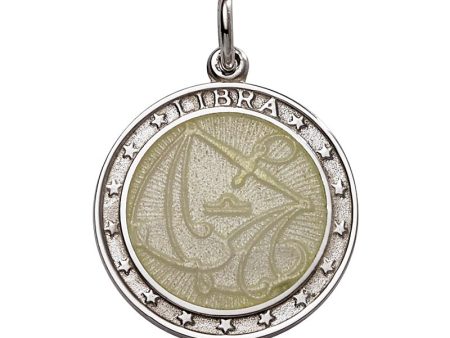 Sterling Silver Enamel Libra medal with Rim 1  (24mm-quarter size) Online