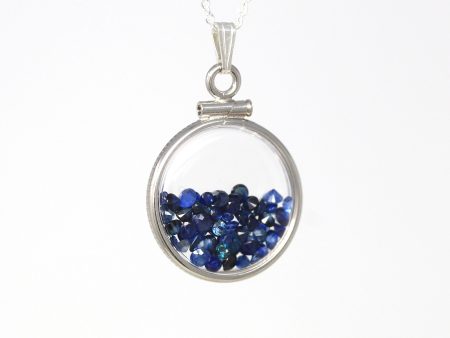 Sapphire Shaker Locket - MJV Handcrafted Sterling Silver Genuine Gems Clear Pendant - 2.5 Carats TW Blue Round Gemstone September Birthstone Online