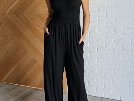 Hilary Wide Leg Jumpsuit in Black Cheap