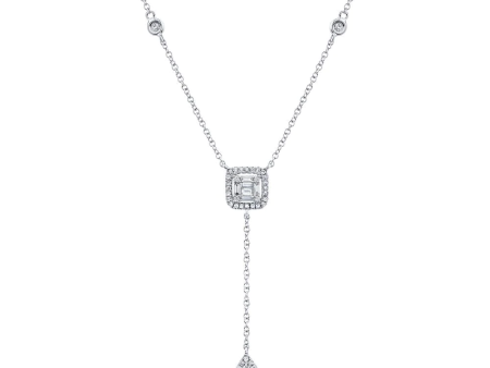 14k Gold 0.28Ct Diamond Lariat Necklace, Available in White, Rose and Yellow Gold Supply