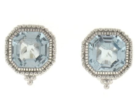 Judith Ripka Sterling Silver  Estate 7.20 Ct Blue Topaz Earring For Sale