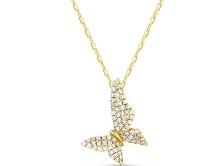 14k 0.26 Carat Diamond Butterfly Pendant, Available in White, Rose and Yellow Gold Sale