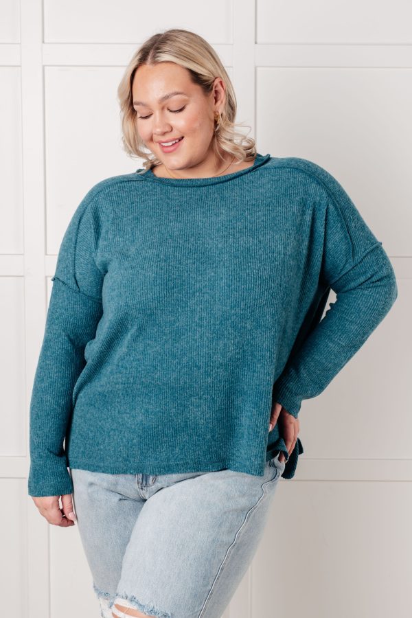 Basic Necessity Ribbed Top in Teal on Sale