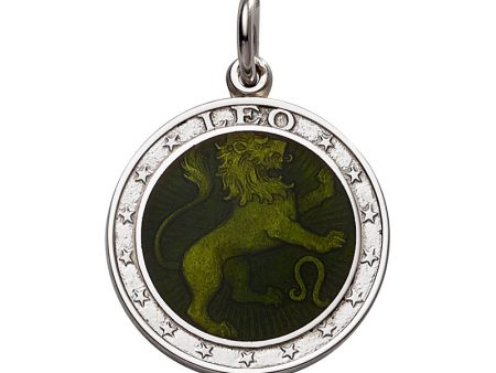 Sterling Silver Enamel Leo medal with Rim 1  (24mm-quarter size) Cheap