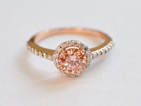 Rosie Pink Diamond Halo Solitaire Online now