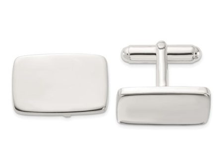 Sterling Silver Rhodium Plated Cufflink Rectangular Online Sale