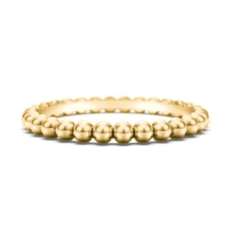 14k Yellow Gold Beaded Band, Size 6.5 Fashion