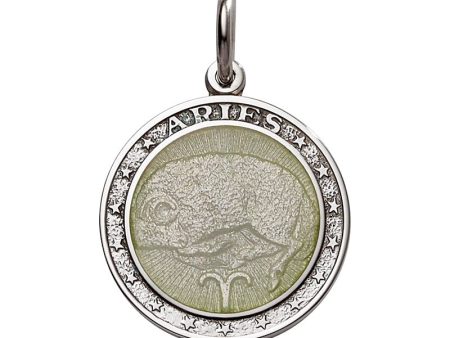 Sterling Silver Enamel Aries medal with Rim 1  (24mm-quarter size) Fashion