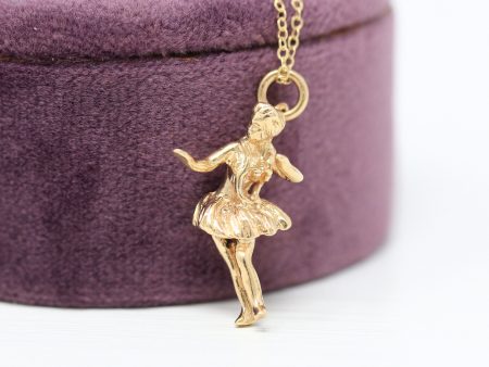 Sale - Hula Dancer Charm - Retro 10k Yellow Gold Figural Hawai i Lei Dance Pendant Necklace - Circa 1970s Pacific Islands Fine 70s Jewelry Online