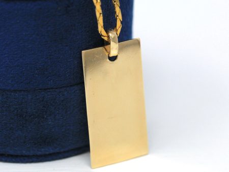 Sale - Vintage Ingot Pendant - Retro 9 Carat Solid Yellow Gold Blank Engrave Rectangular Necklace - Hallmarked 1977 London England Jewelry For Discount