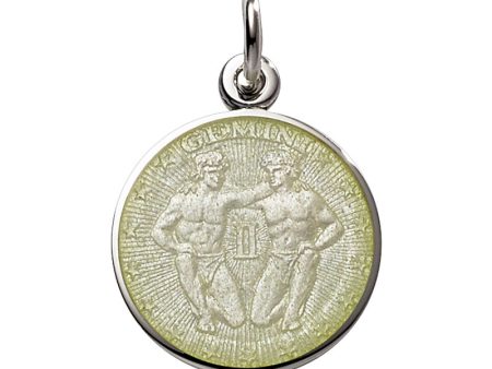 Sterling Silver Enamel Gemini medal 3 4 -19mm-nickel size Supply