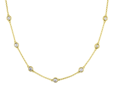 14k Gold  1.00 Ct, 11 Station Diamond by The Yard Necklace, available in White and Yellow Gold Sale