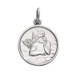 Sterling Silver Enamel Cherub Round Medal Hot on Sale