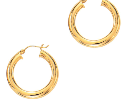 14K Yellow Gold 4.3 Grams 5x30mm Hoop Earring Cheap