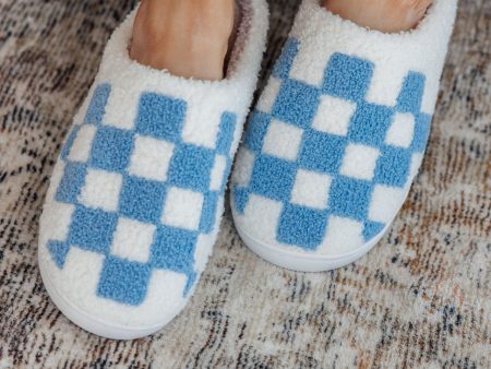 Checked Out Slippers in Blue Sale