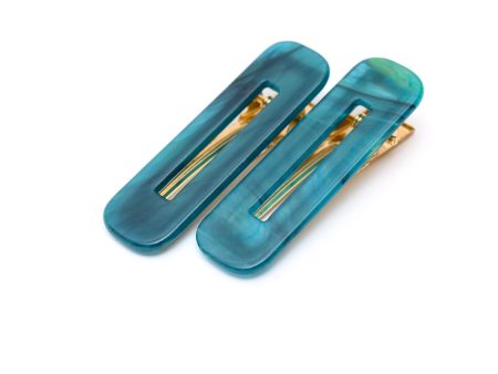 Double Trouble 2 Pack Hair Clip in Sea Blue on Sale