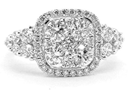 14k White Gold 1.35 Ct Diamond Cluster Ring Supply