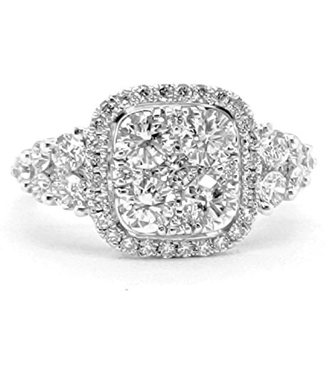 14k White Gold 1.35 Ct Diamond Cluster Ring Supply