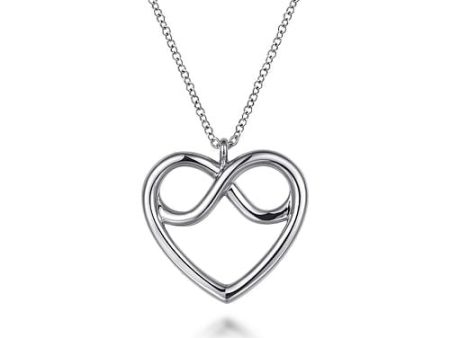 Gabriel Sterling Silver Infinity Heart Pendant Necklace 17.5 Inch Long Online Sale