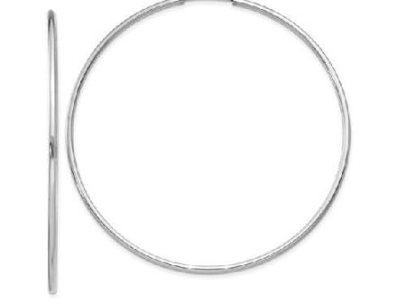 14k White Gold 2.4 Grams 1.5x56 mm Endless Hoop Earring Hot on Sale