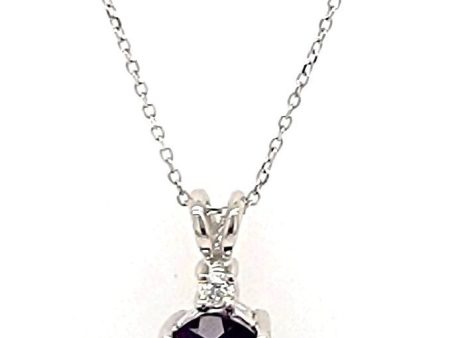 14k White Gold Amethyst 10*8mm, 0.05 Ct Diamond Pendant Online