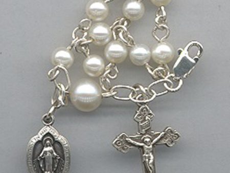 Sterling Silver 7  Rosary Bead Bracelet Fashion