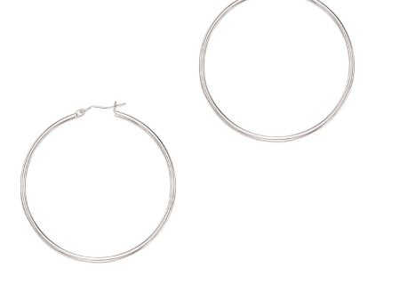 14k White Gold 2.8 Grams 2.0x50.0 mm Hoop Earring Online now