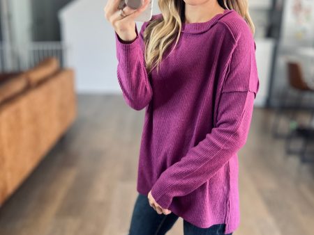 Basic Necessity Ribbed Top in Light Plum Online