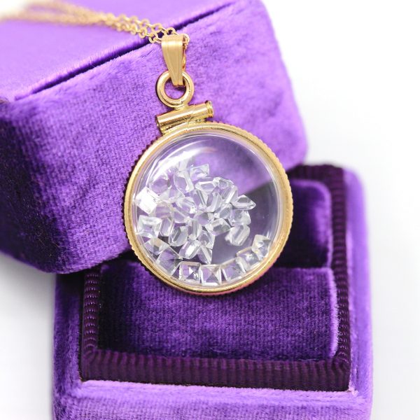 White Topaz Shaker Locket - Handcrafted Modern 14k Yellow Gold Filled Clear Pendant - Genuine Gemstones 2.5 CTW Colorless Square Cut Jewelry Cheap