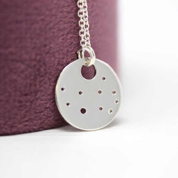 Zodiac Charm Necklace - Modern Handcrafted Designer Sterling Silver Pendant - Celestial Constellation Dainty Jewelry Fashion