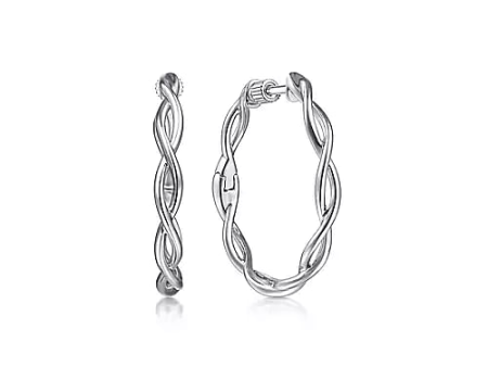 Sterling Silver 25mm Twisted Round Classic Hoop Earrings Online Hot Sale