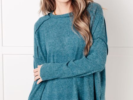 Basic Necessity Ribbed Top in Teal on Sale