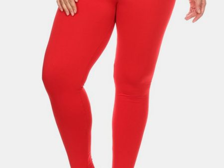 Seamless High Waist Fleece Leggings in Red on Sale