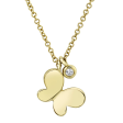 14k Gold 0.02Ct Diamond Butterfly Charm Necklace, Available in White, Rose and Yellow Gold For Discount