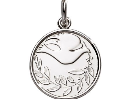 Sterling Silver Enamel Dove Round Medal For Cheap