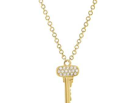 14k 0.04 Carat Diamond Key Pendant. Available in White, Rose and Yellow Gold. Online Sale