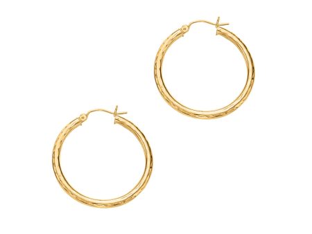 14k Yellow Gold 3x30 mm Hoop Earring on Sale