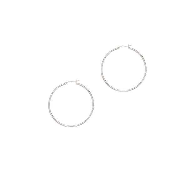 14k White Gold 2.8 Grams 2.0x50.0 mm Hoop Earring Online now