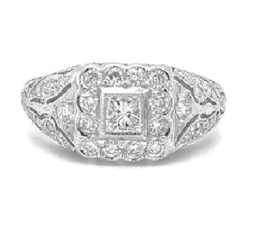 14k White Gold 0.72 Ct Diamond Cluster Ring Online