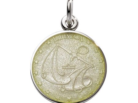 Sterling Silver Enamel Libra medal 3 4 -19mm-nickel size on Sale