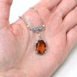 Sale - Art Deco Lavalier - Vintage 10k White Gold Simulated Citrine Orange Glass Necklace - Circa 1930s Simulated Seed Pearls Fine Jewelry Cheap