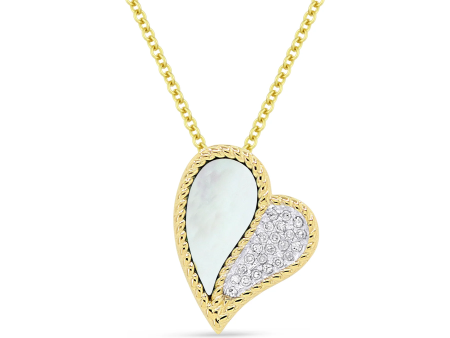 14k Yellow Gold MOP and 0.06Ct Diamond Heart Pendant Online Sale