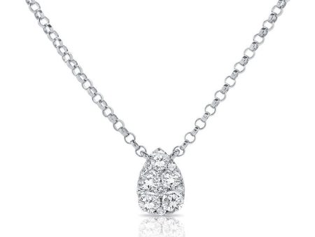 14k Gold 0.22Ct Diamond Pear Drop Necklace with 8 Diamonds, available in White, Rose and Yellow Gold For Sale