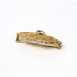 Genuine Zircon Brooch - Retro 10k Yellow Gold Genuine 1.33 CT Blue Gemstone - Vintage Circa 1940s Era Filigree Leaf Statement Pin Jewelry Online Hot Sale